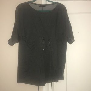Gray T-Shirt with corset design